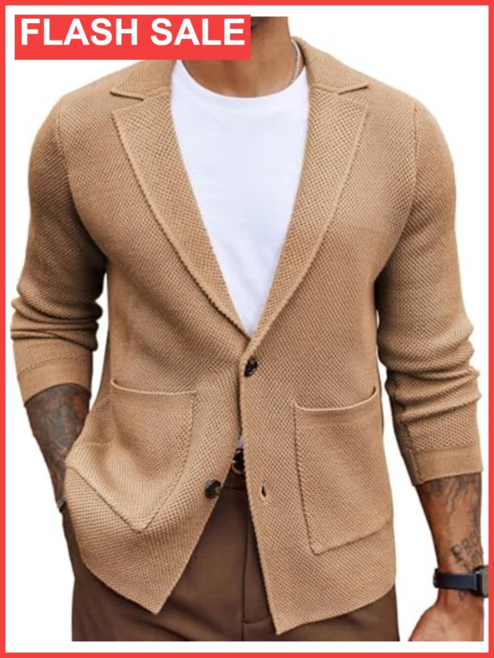 Men's Shawl Collar Cardigan Sweater Button Down Knit Blazer